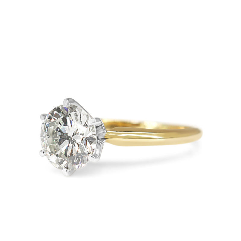 14ct Yellow and White Gold 2.25ct Diamond Solitaire Ring
