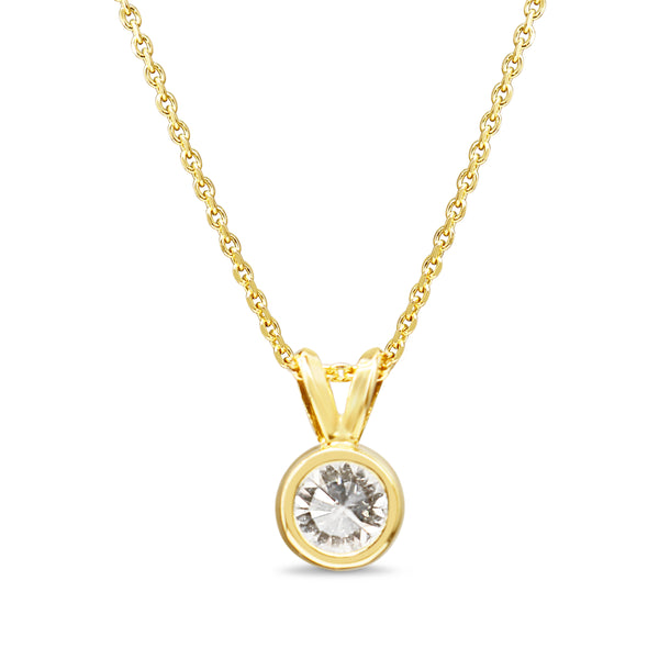 14ct Yellow Gold .85ct Bezel Diamond Solitaire Necklace