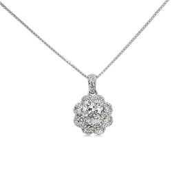 Platinum Diamond Cluster Daisy Necklace