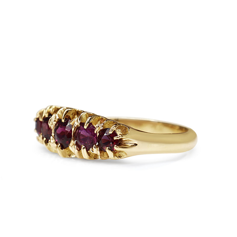 18ct Yellow Gold Antique Ruby 5 Stone Ring