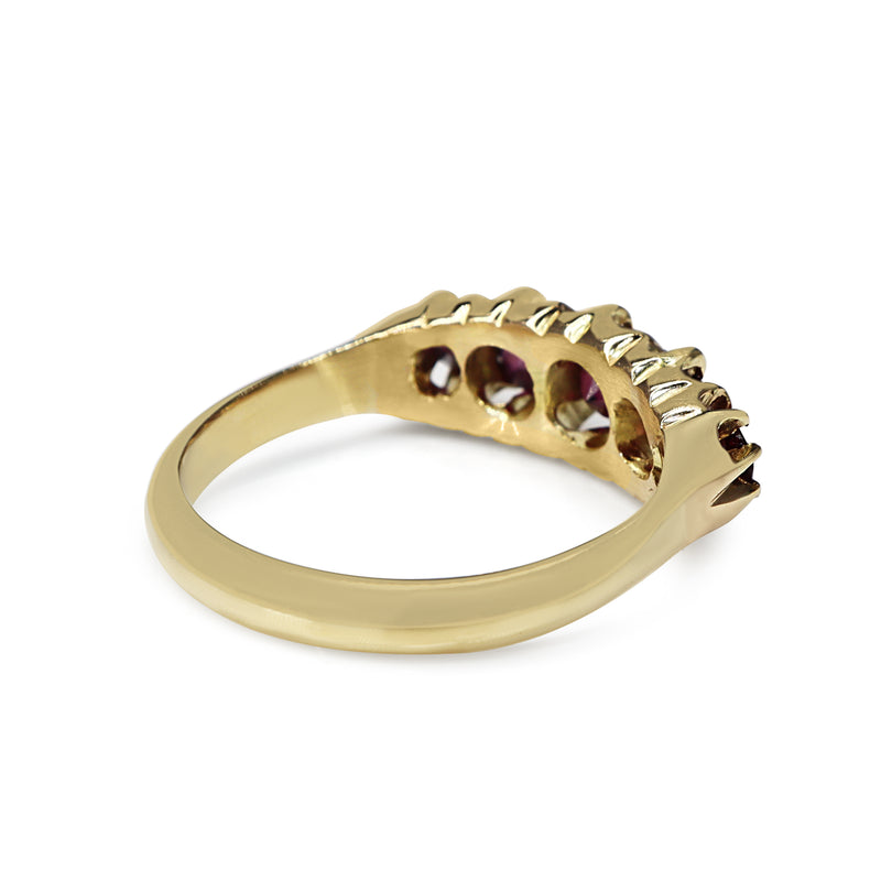 18ct Yellow Gold Antique Ruby 5 Stone Ring