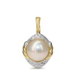 14ct Yellow and White Gold Mabé Pearl and Diamond Enhancer Pendant