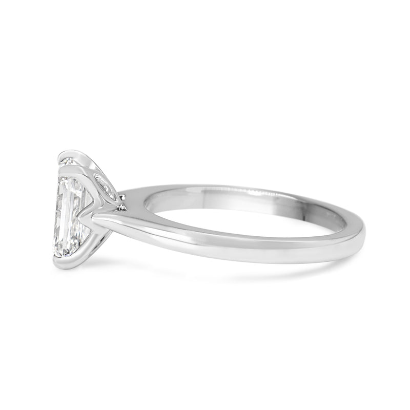 Platinum 1.59ct Emerald Cut Lab Grown Diamond Solitaire Ring