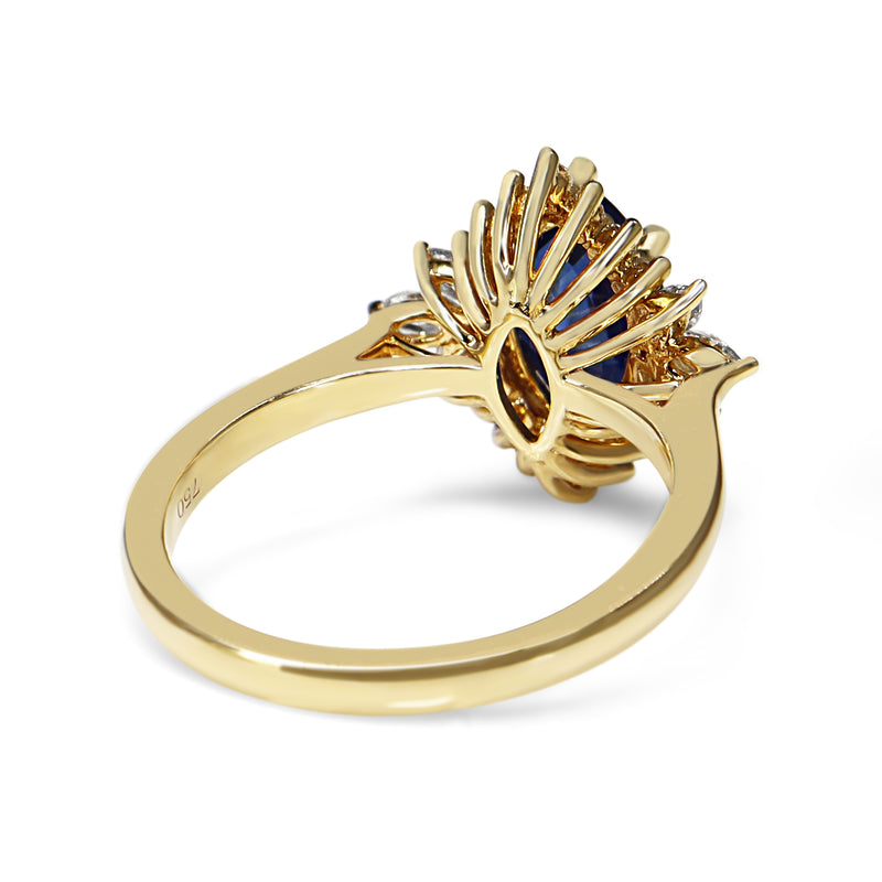 18ct Yellow Gold Marquise Sapphire and Diamond Cluster Ring