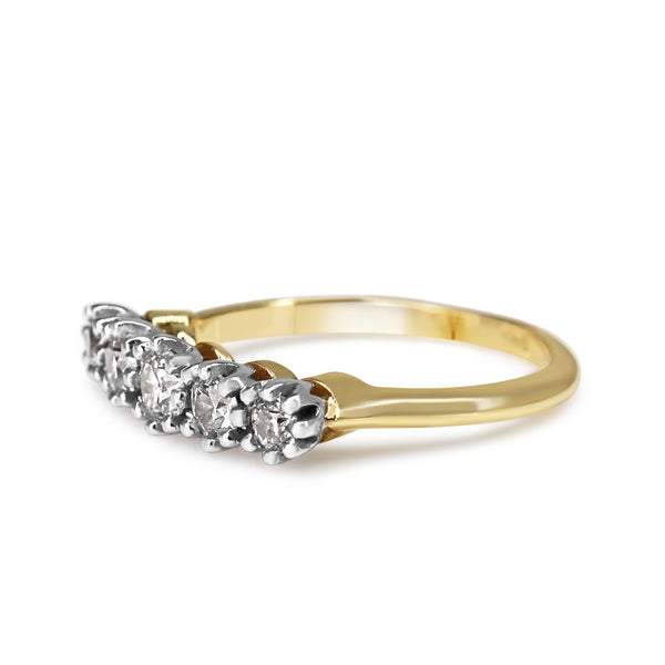 18ct Yellow and White Gold Vintage Old Cut 5 Stone Diamond Ring