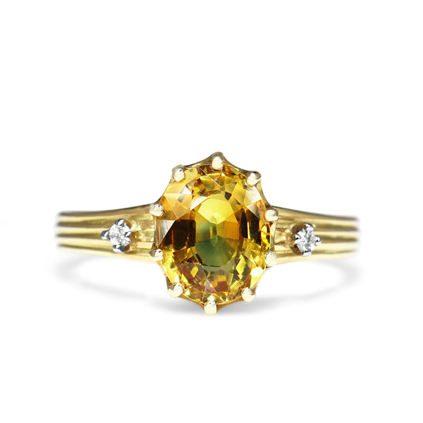 18ct Yellow Gold Yellow Sapphire and Diamond Ring