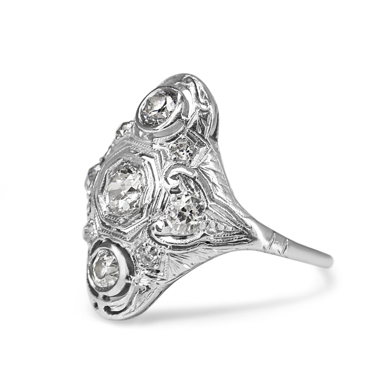 Platinum Art Deco Old Cut Diamond Ring