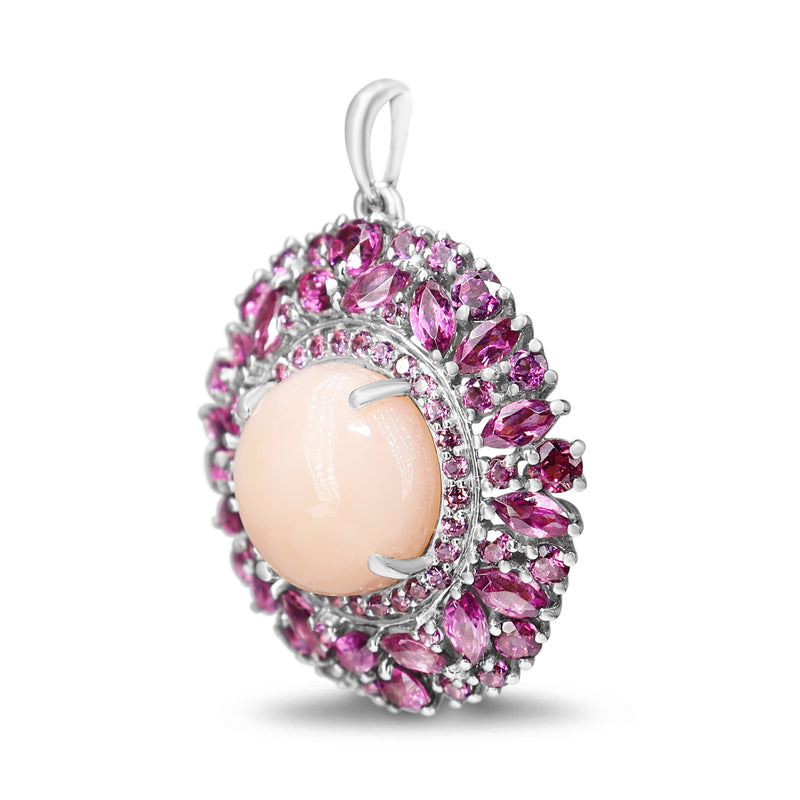 Silver Opal and Garnet Pendant