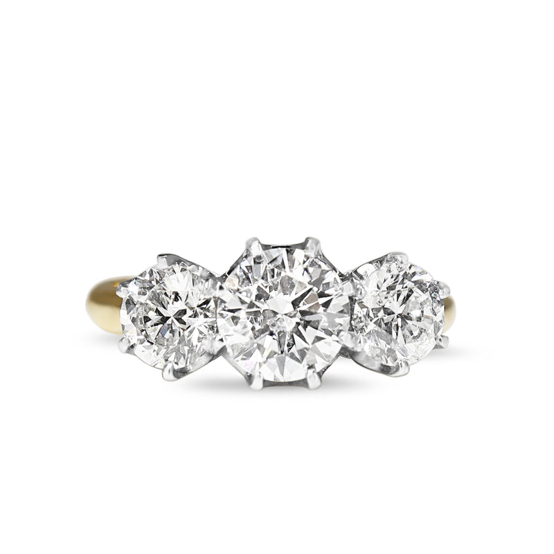 18ct Yellow and White Gold 3 Stone Diamond Ring