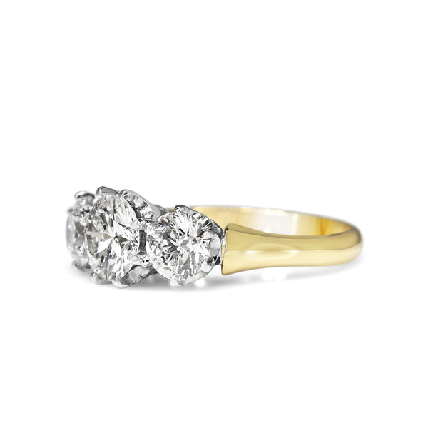 18ct Yellow and White Gold 3 Stone Diamond Ring