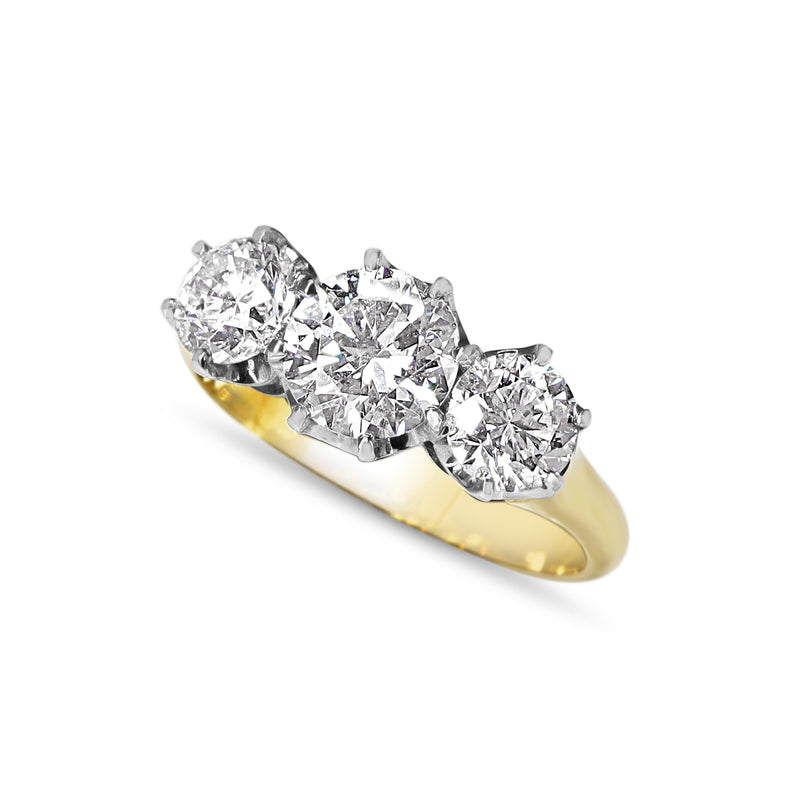 18ct Yellow and White Gold 3 Stone Diamond Ring