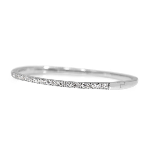 18ct White Gold .75ct Diamond Hinged Bangle