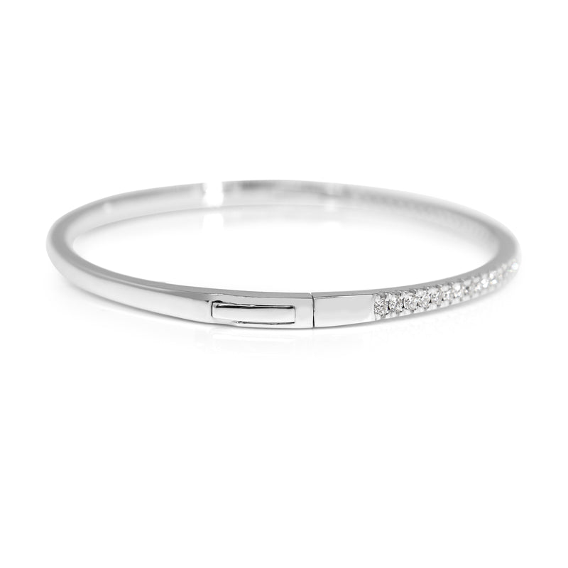 18ct White Gold .75ct Diamond Hinged Bangle