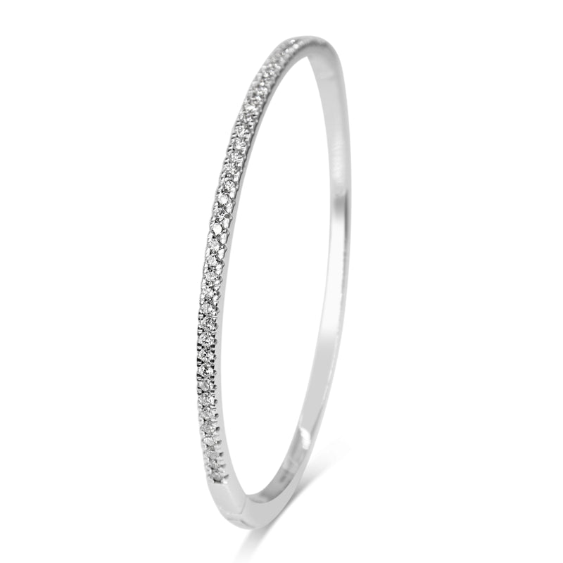 18ct White Gold .75ct Diamond Hinged Bangle