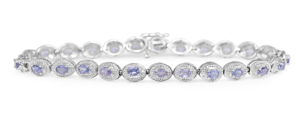 14ct White Gold Iolite and Diamond Bracelet