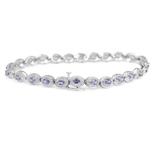 14ct White Gold Iolite and Diamond Bracelet