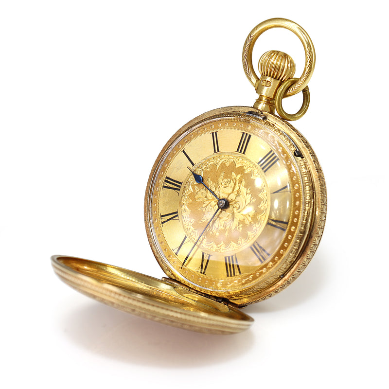 18ct Yellow Gold Engraved Antique Royal Waltham Pocket Watch