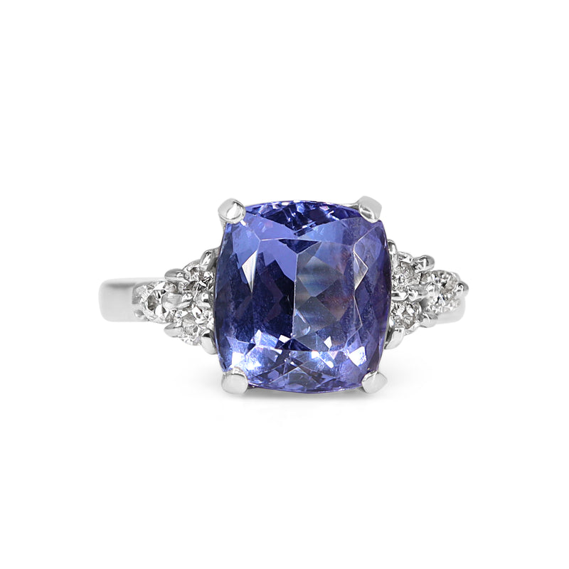 18ct White Gold Tanzanite and Diamond Ring