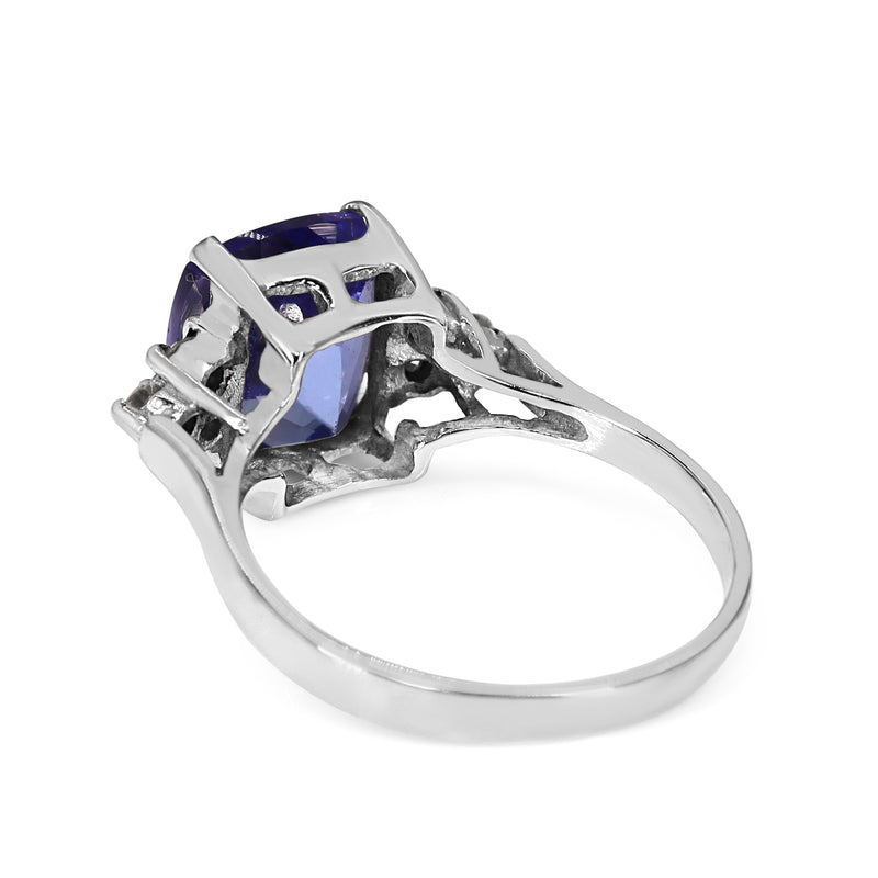 18ct White Gold Tanzanite and Diamond Ring