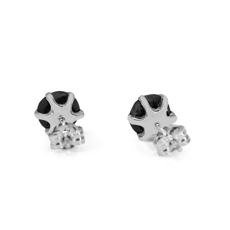 Platinum Faceted Black Diamond Stud Earrings