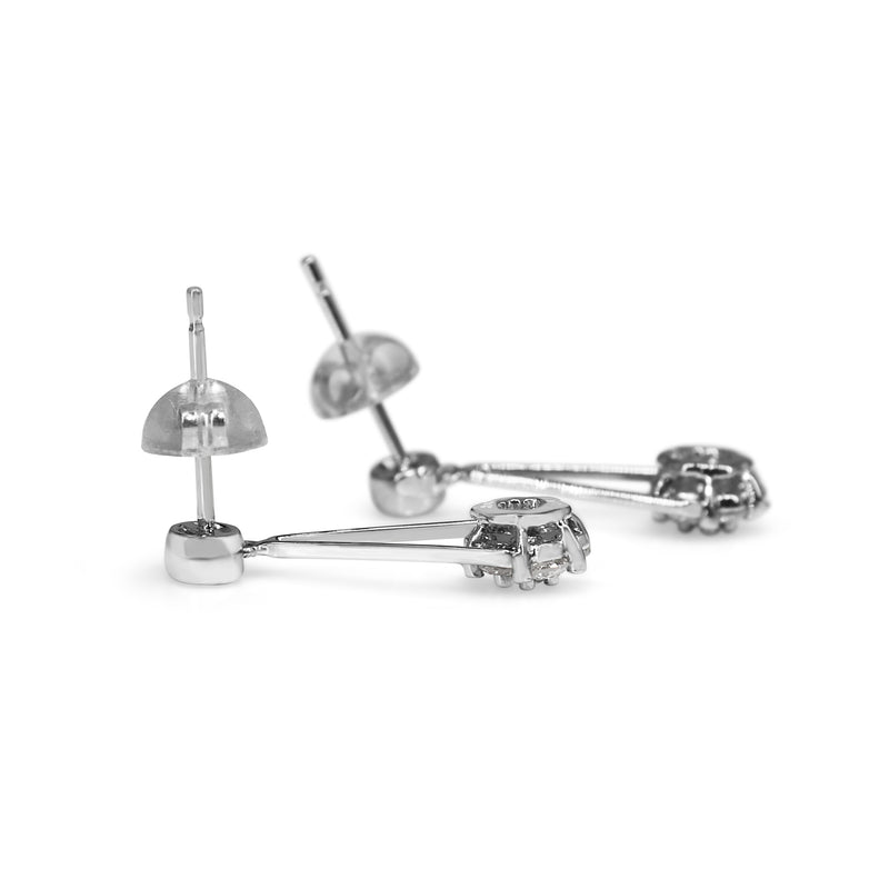 Platinum Drop Diamond Cluster Earrings