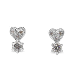 Platinum Heart Drop Diamond Stud Earrings - Reserved for MW Layby