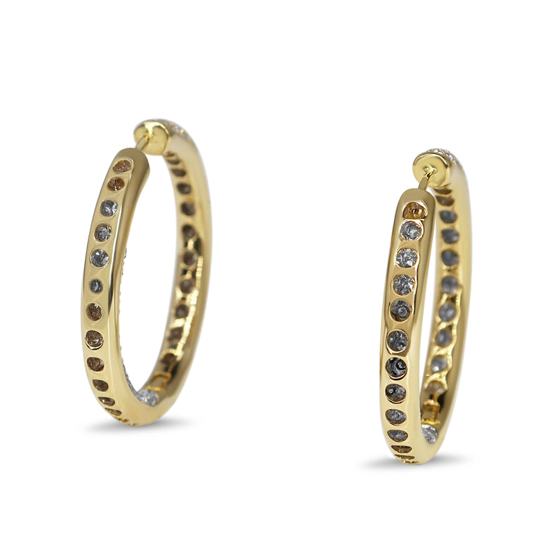 14ct Yellow and White Gold Diamond Pavè Hoop Earrings