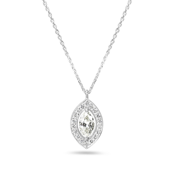 Platinum Marquise Diamond Halo Necklace