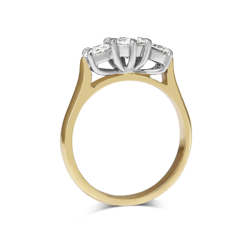 18ct Yellow and White Gold 3 Stone Diamond Ring