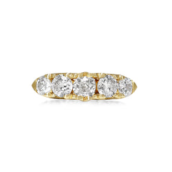 18ct Yellow Gold 5 Stone Victorian Style Old Cut Diamond Ring