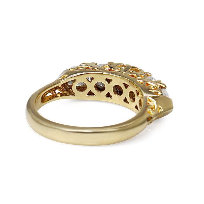 18ct Yellow Gold 5 Stone Victorian Style Old Cut Diamond Ring