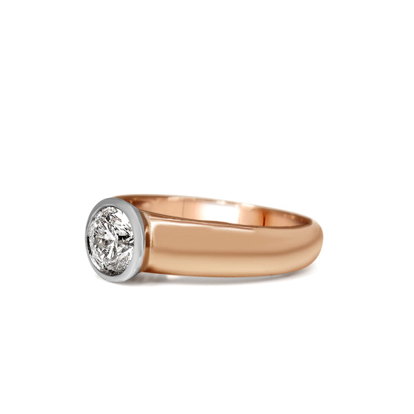 9ct Rose and White Gold Bezel Diamond Solitaire Ring