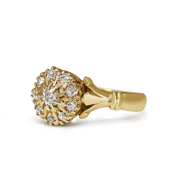 18ct Yellow Gold Antique Old Cut Diamond Cluster Ring