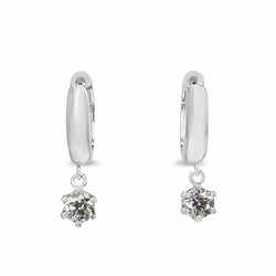 18ct White Gold Hoop Earrings with Diamond Drop