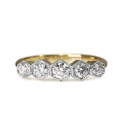 18ct Yellow and White Gold Antique 5 Stone Diamond Ring