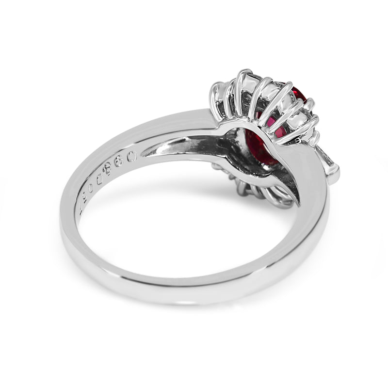 Platinum Ruby and Diamond Cluster Ring