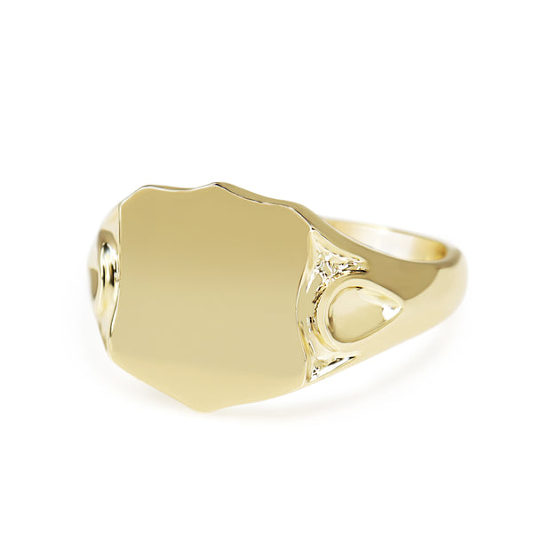 18ct Yellow Gold Shield Signet Ring