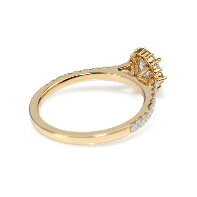 18ct Yellow Gold Oval Diamond Halo Ring