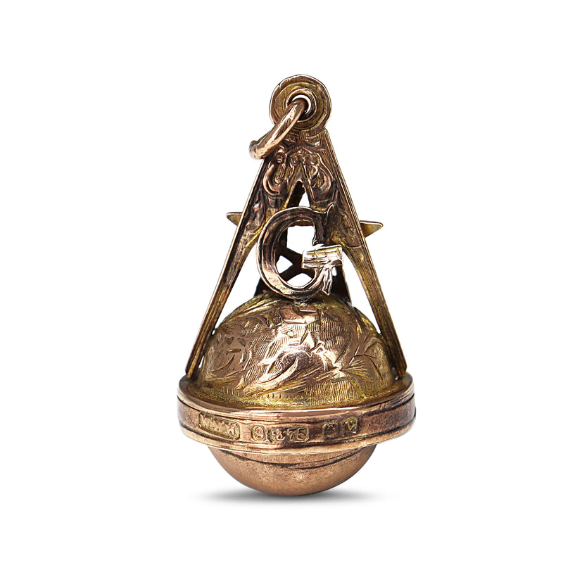 9ct Yellow Gold Antique Masonic Compass Charm / Pendant