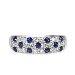 Platinum Sapphire and Diamond Pavé Band Ring