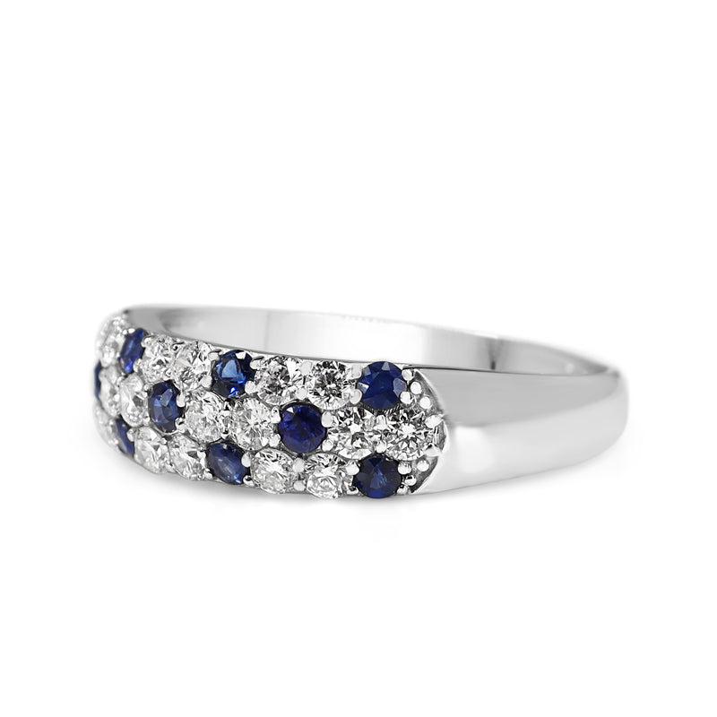 Platinum Sapphire and Diamond Pavé Band Ring