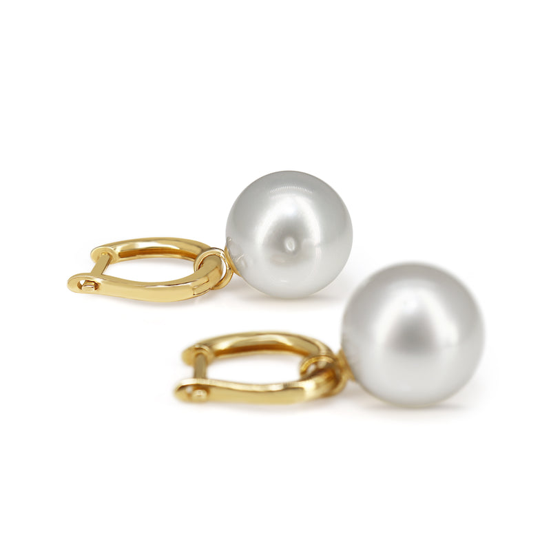 9ct Yellow Gold 11mm South Sea Pearl Hoop Earrings
