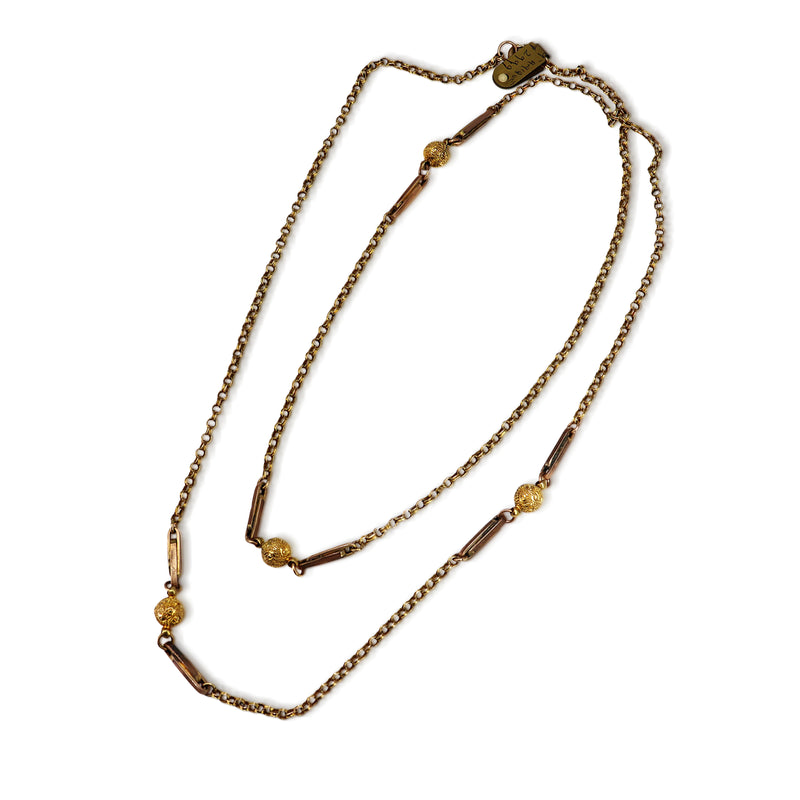 9ct Yellow Gold Antique Fancy Link Ball Chain Necklace