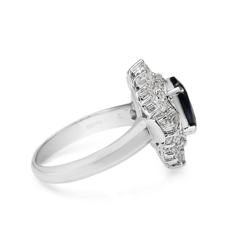 Platinum Sapphire and Diamond Ballerina Style Ring