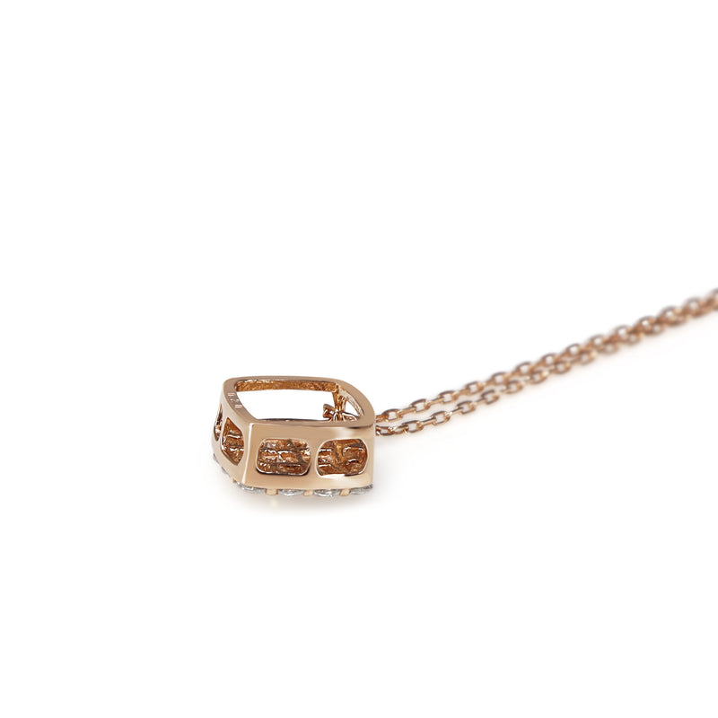 18ct Rose Gold Pavè Diamond Cushion Shaped Necklace on 9ct Chain