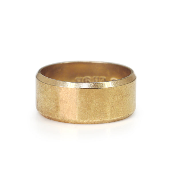 9ct Yellow Gold Wide Band Cigar Style Ring