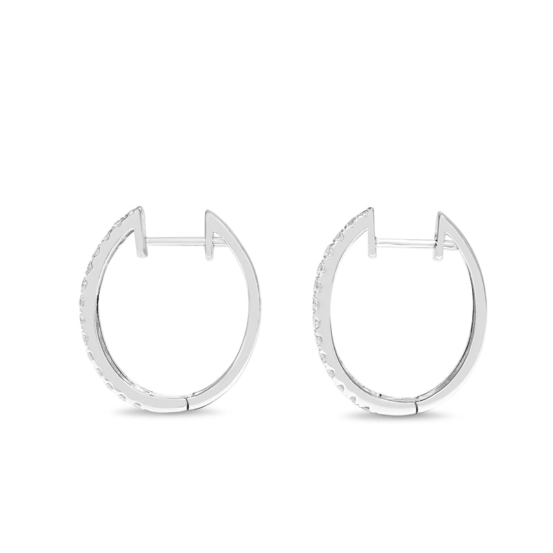 14ct White Gold Double Diamond Hoop Earrings