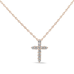 18ct Rose Gold Diamond Cross Necklace