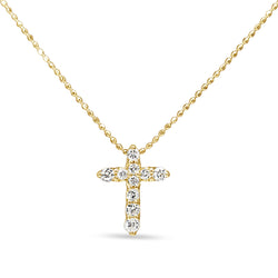 18ct Yellow Gold Diamond Cross Necklace