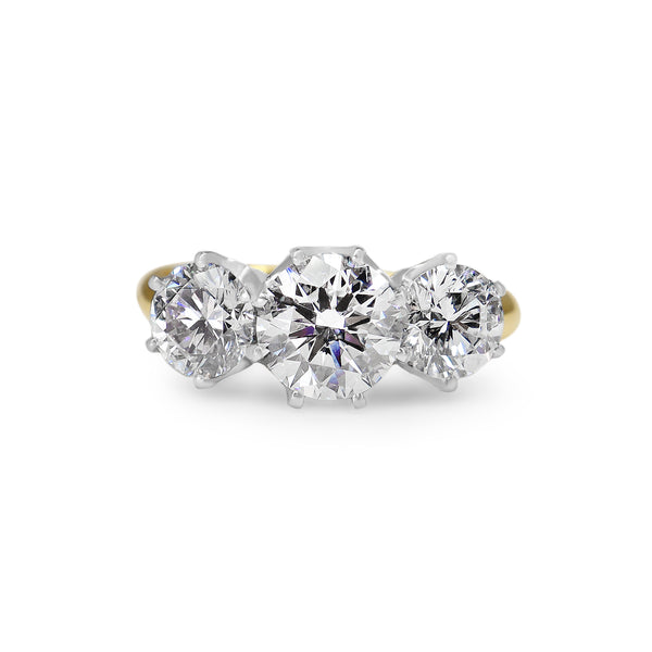 18ct Yellow and White Antique Style 3 Stone Lab Grown Diamond Ring